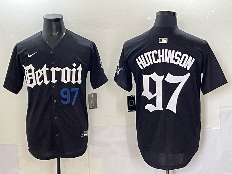 Men 2025 Detroit Lions 97 Hutchinson Black NFL jersey 009